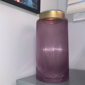 Purple and gold glass vase